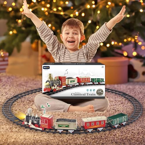 Electric Christmas Train Set with Lights and Sounds for Kids Y77468