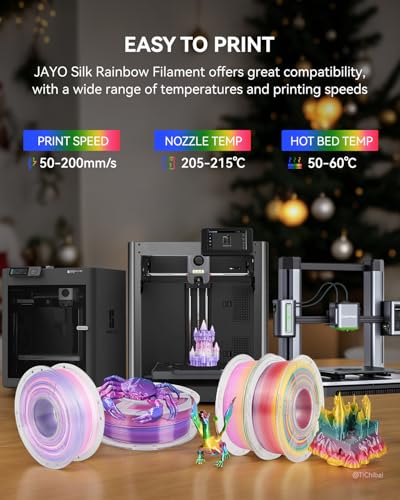 JAYO 3D Printer Filament Bundle, PLA Silk Multicolor 1.75mm, 8 Rolls 2kg G112230