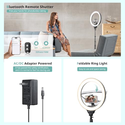 Aureday 14'' Selfie Ring Light with 62'' Tripod Stand and Phone Holder W597