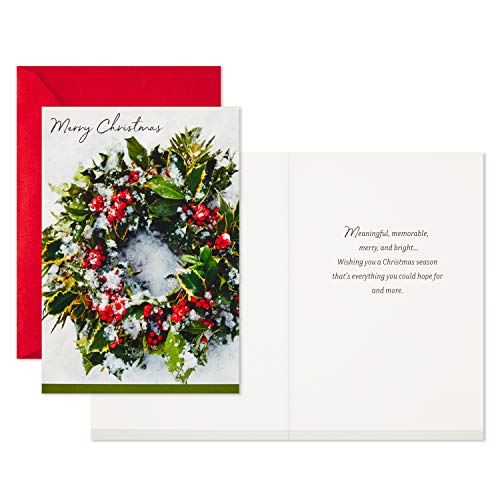 Hallmark Boxed Christmas Cards, Snowy Wreath (40 Cards and Envelopes) L647