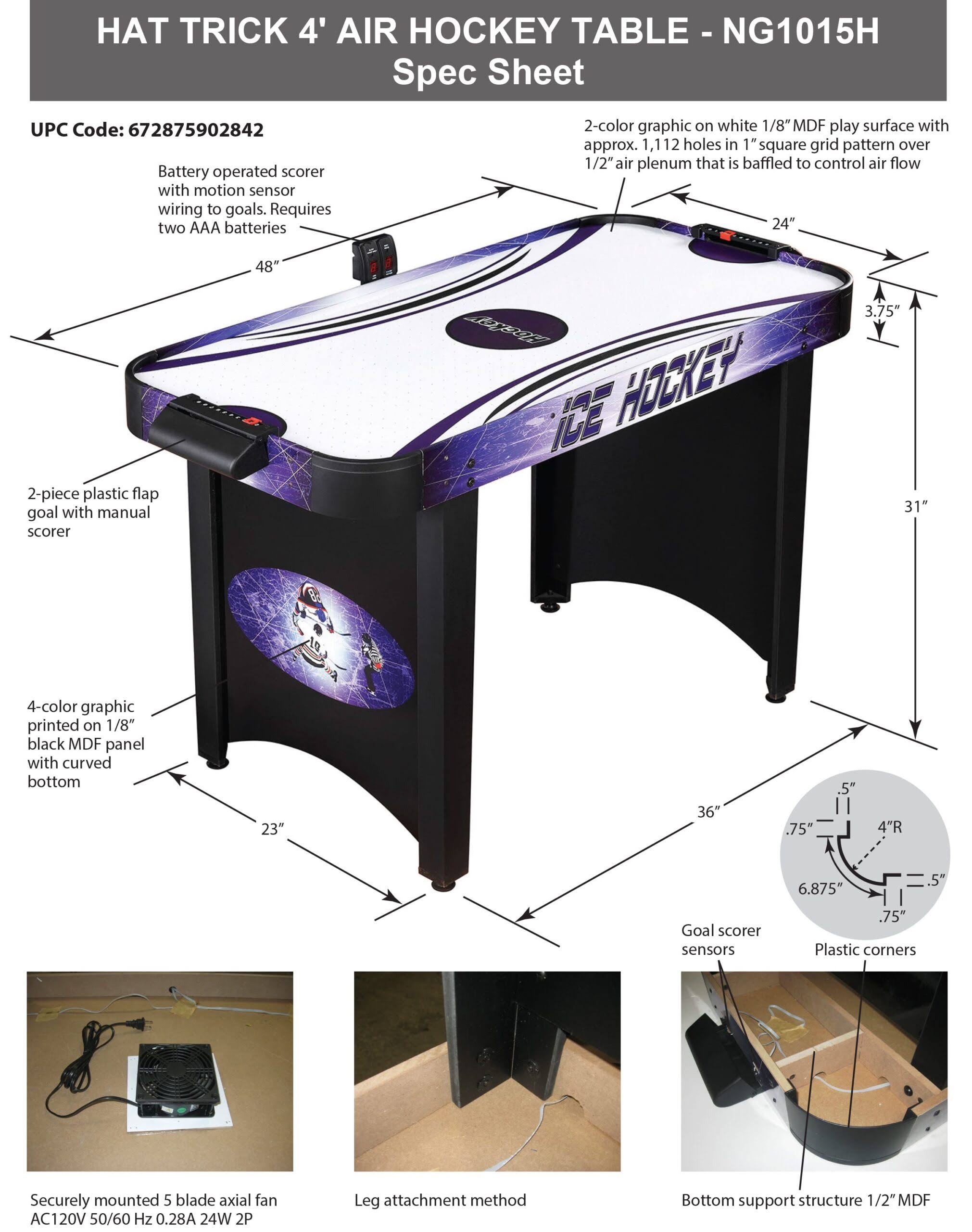 Hathaway 4 ft. Hat Trick Air Hockey Table Y6458