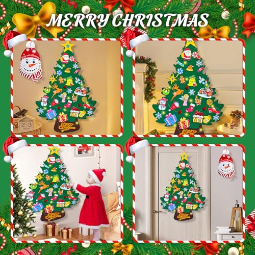 Felt Christmas Tree for Kids with Advent Calendar and 33 Ornaments J619