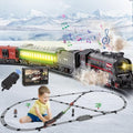 Electric Train Set for Kids with Remote Control, Steam Locomotive with Lights & Sounds F801