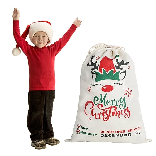 CCINEE 3Pack Christmas Santa Sacks Gift Bags with Drawstring Large Burlap M316521