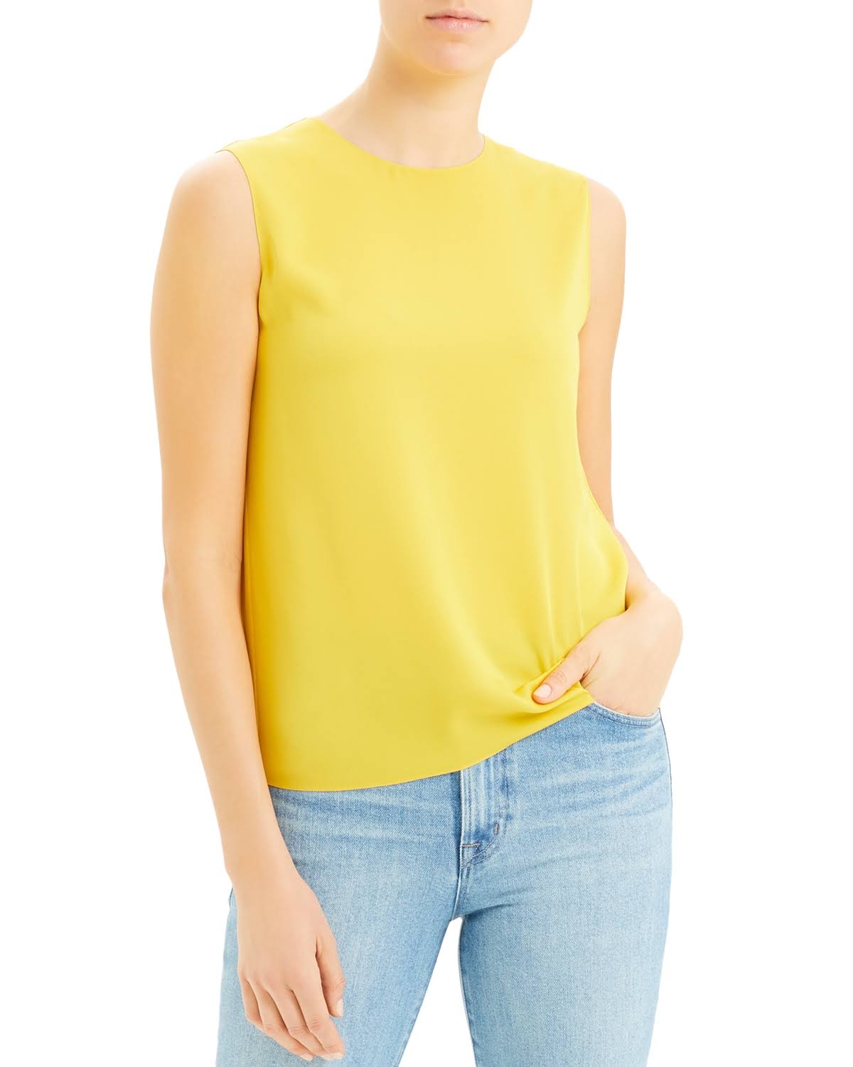 Theory Sleeveless Silk Stretch Top Pink Q675