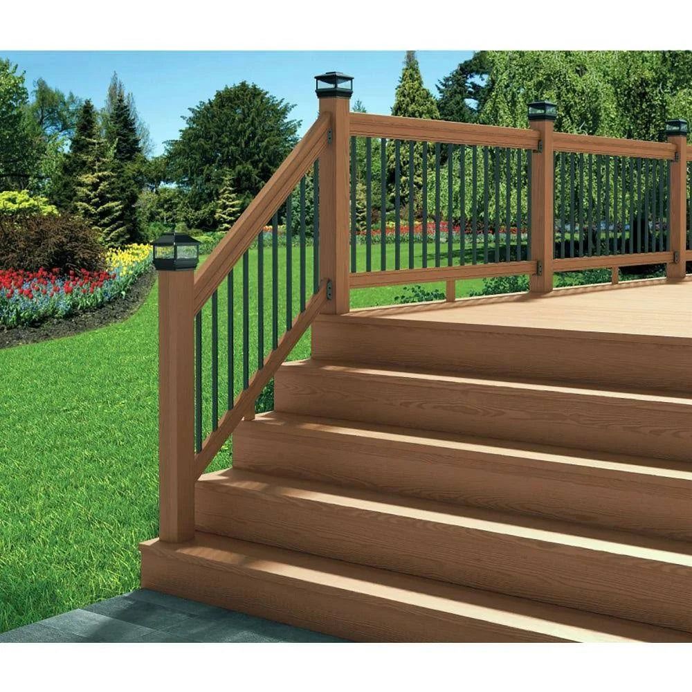 DeckoRail 6 ft. Redwood Deck Rail Kit with Black Aluminum Balusters G765077