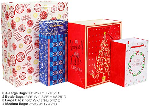 FZOPO Christmas Gift Bags Bulk Set with Handles Assorted Sizes W231