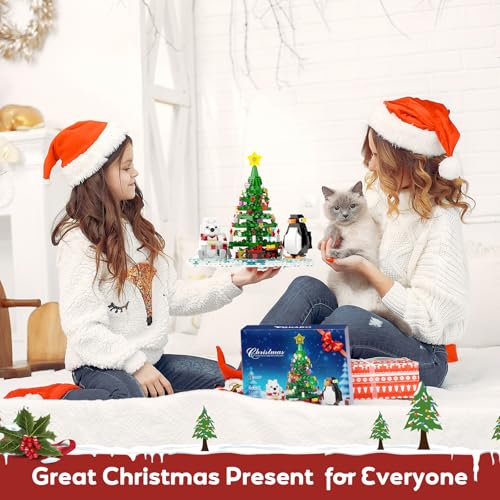 Christmas Tree Building Kit with Lights, Compatible with Lego, 802 PCS G405