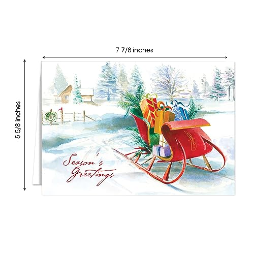 Masterpiece Holiday Greetings Christmas Cards with Snowy Cardinal Wreath, 16 Boxed with Envelopes L381397