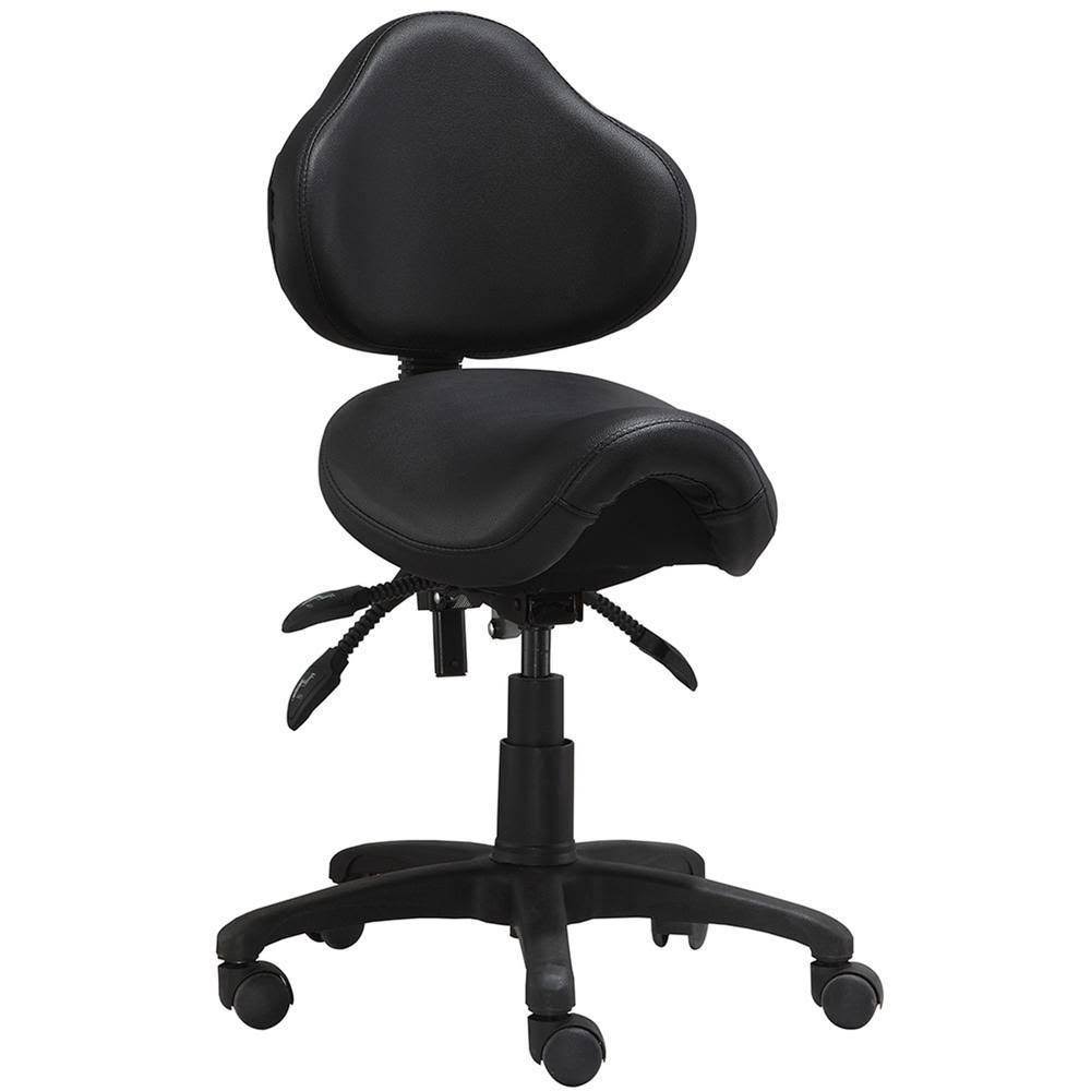 ES Ergonomic Rolling Saddle Stool with Adjustable Height and Backrest X176348