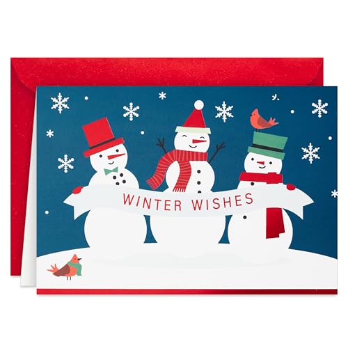 Hallmark Boxed Christmas Cards Winter Wishes Snowmen, 40 Cards with Envelopes P251