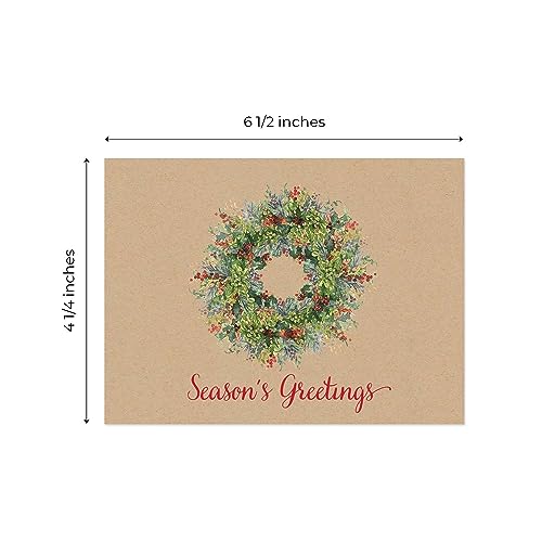 Masterpiece Holiday Greetings Christmas Cards with Snowy Cardinal Wreath, 16 Boxed with Envelopes L381397