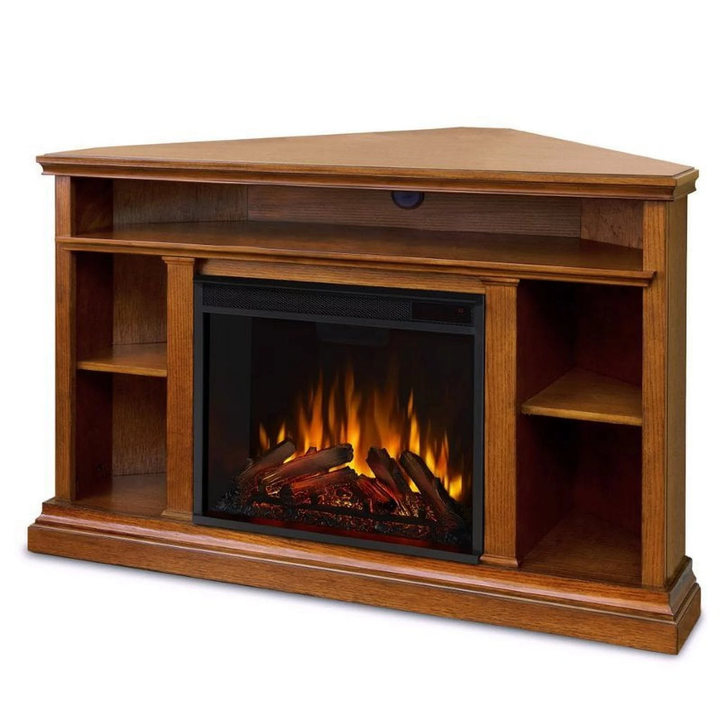 Bowery Hill Traditional Wood Electric Corner Fireplace for TVs up to 50" in Oak